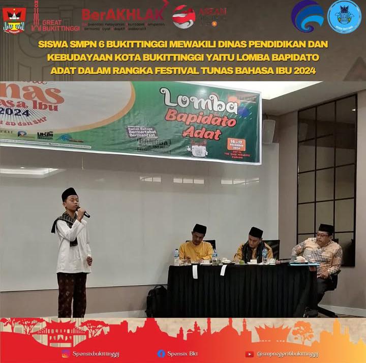 Siswa SMPN 6 Bukittinggi Memeperoleh Juara Favorit Festival Tunas Bahasa Ibu