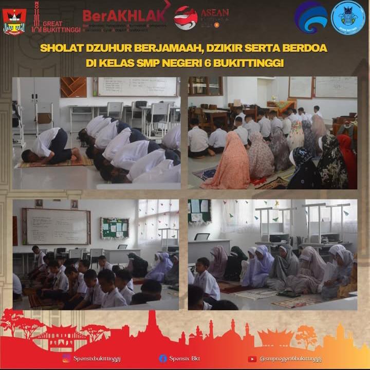 Sholat Zuhur Berjamaah, Dzikir Serta Berdoa Bersama di kelas