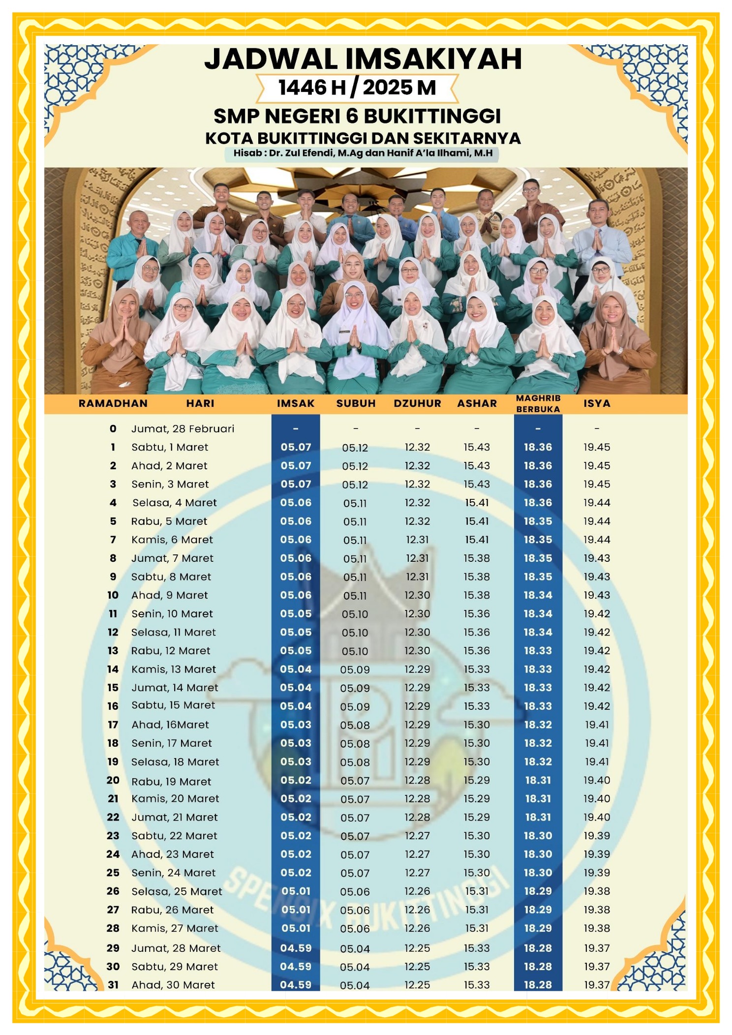 IMSAKIYAH RAMADHAN 2025 M/ 1446 H